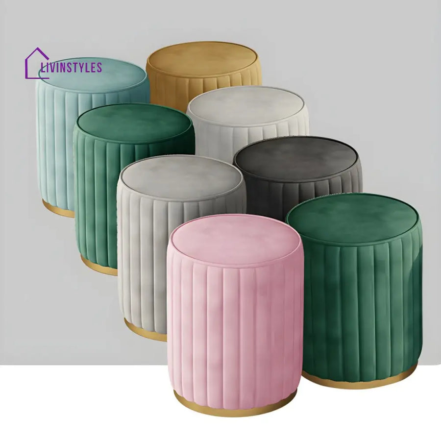 Lekha Living Room Ottoman | Velvet Fabric