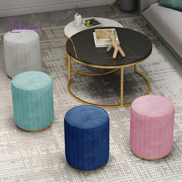 Lekha Living Room Ottoman | Velvet Fabric
