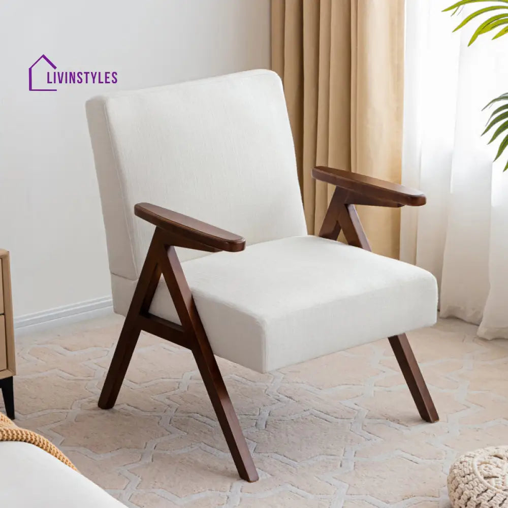 Lekha Solid Wood and Fabric Arm Chair | Living Room Chair | Lounge Chair