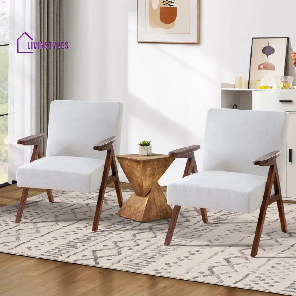 Lekha Solid Wood and Fabric Arm Chair | Living Room Chair | Lounge Chair