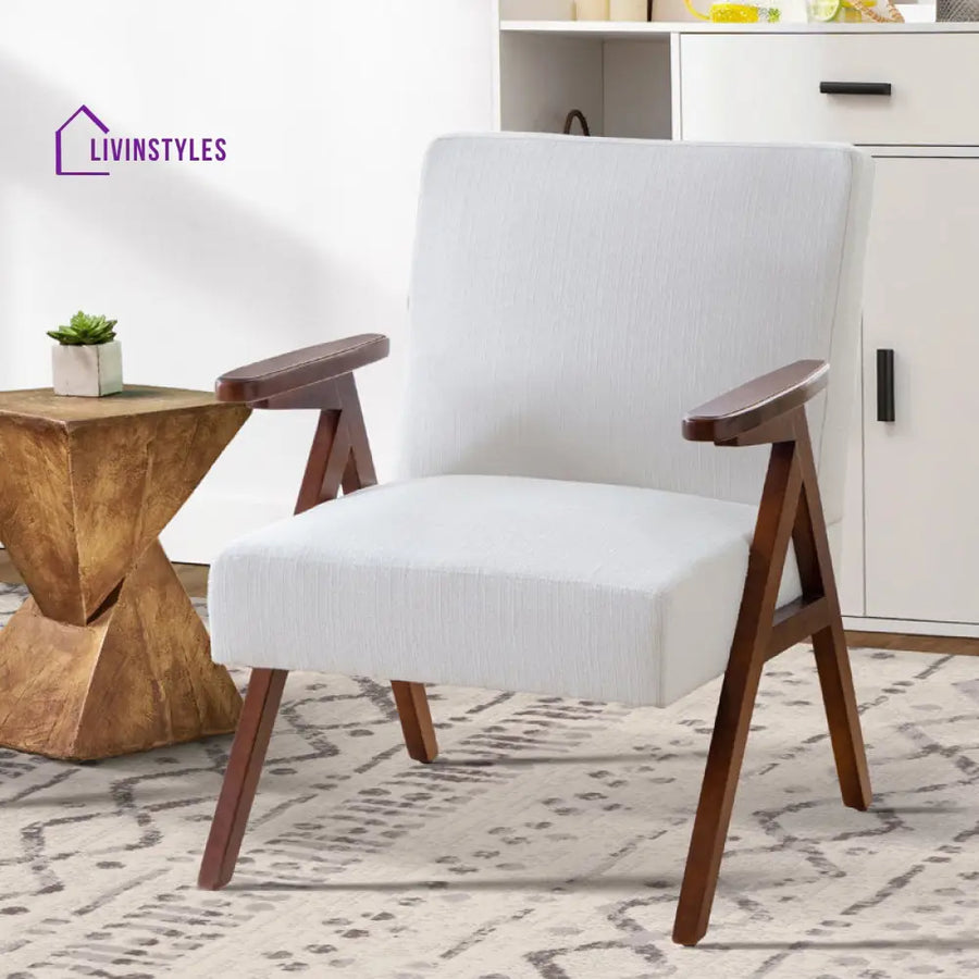 Lekha Solid Wood and Fabric Arm Chair | Living Room Chair | Lounge Chair