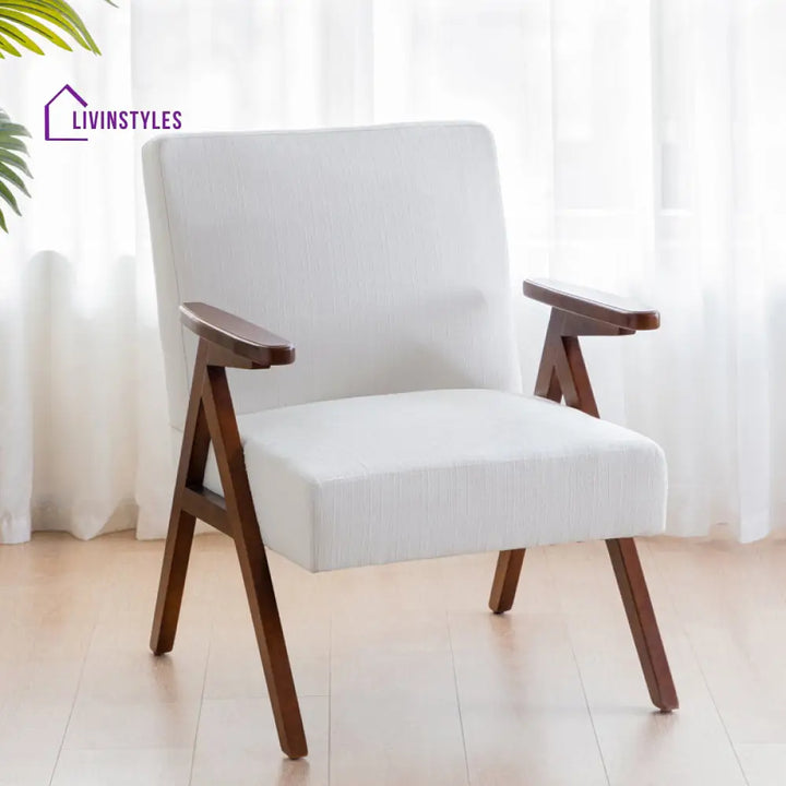 Lekha Solid Wood and Fabric Arm Chair | Living Room Chair | Lounge Chair