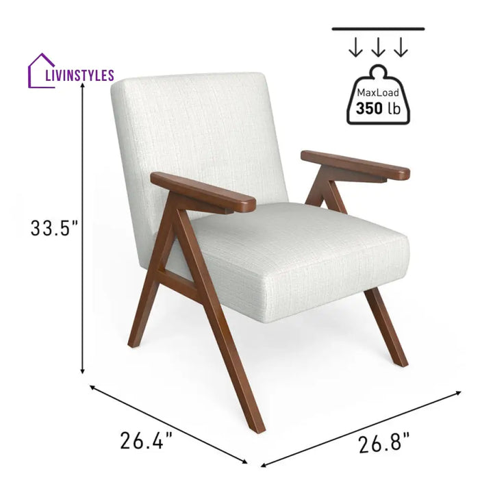 Lekha Solid Wood and Fabric Arm Chair | Living Room Chair | Lounge Chair