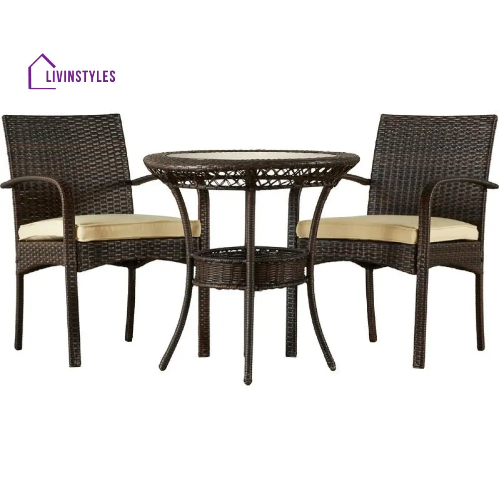 Lema Outdoor Patio Seating Set 2 Chairs and 1 Table Set (Brown) - Coffee Table Sets