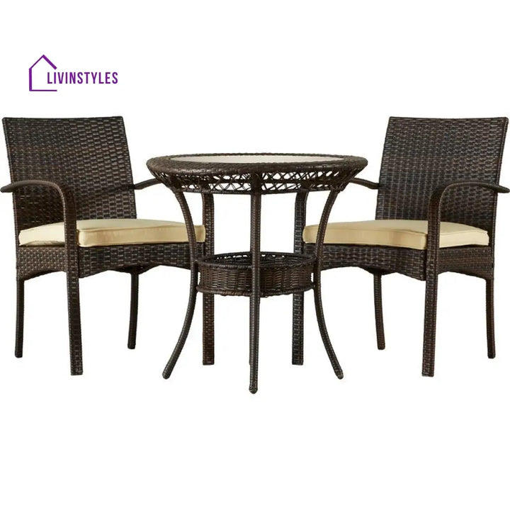 Lema Outdoor Patio Seating Set 2 Chairs and 1 Table Set (Brown) - Coffee Table Sets