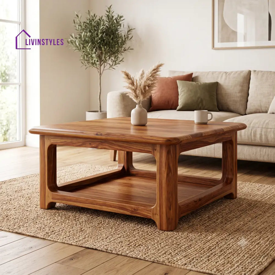 Léna Wooden Coffee Table for Living Room | Tea Table | Teapoy | Center table