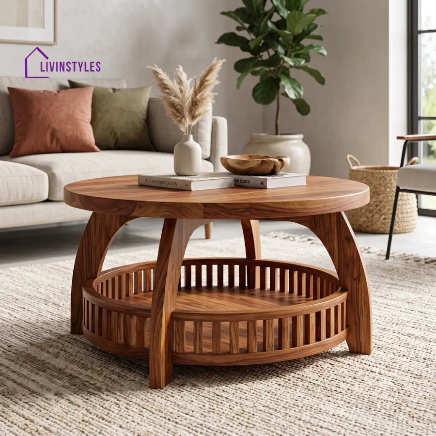 Lénaëlle Wooden Coffee Table for Living Room | Tea Table | Teapoy | Center table
