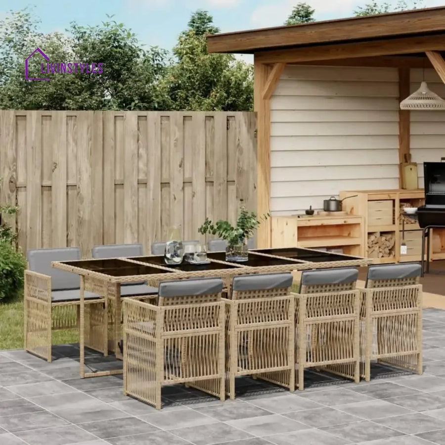Lene Outdoor Rattan Wicker Dinning Set 9-Piece - Dining Set