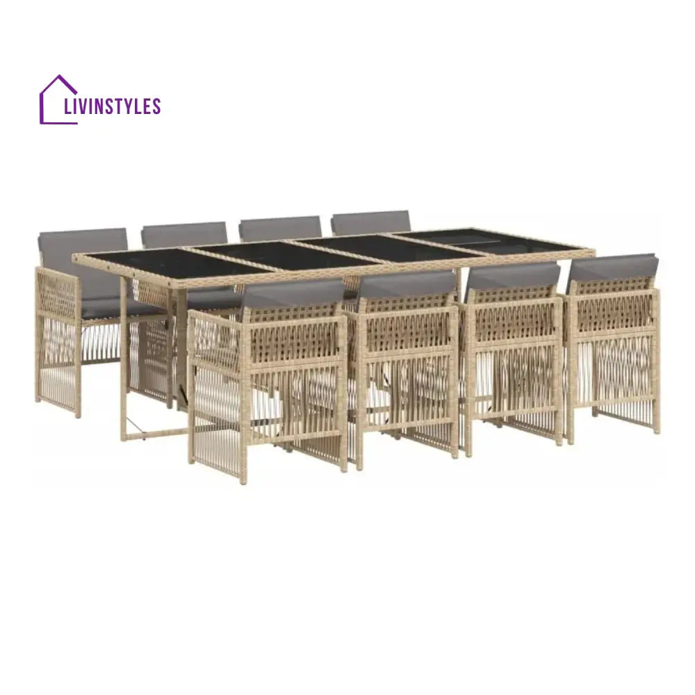 Lene Outdoor Rattan Wicker Dinning Set 9-Piece - Dining Set
