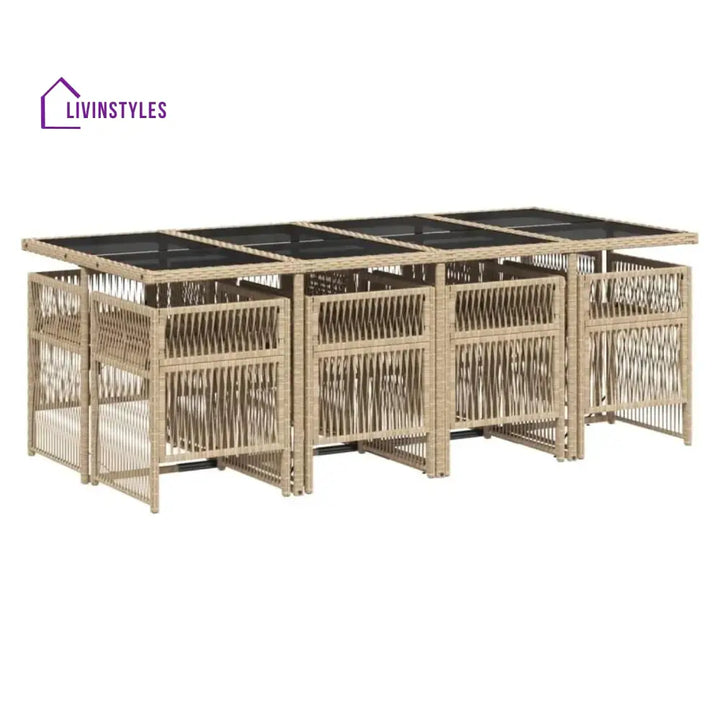 Lene Outdoor Rattan Wicker Dinning Set 9-Piece - Dining Set