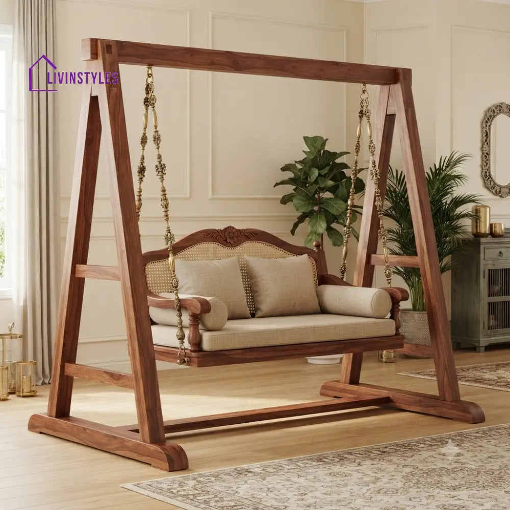Léo 2 Seater Wooden Swing for Home | Wooden Jhula for home