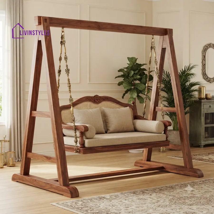 Léo 2 Seater Wooden Swing for Home | Wooden Jhula for home