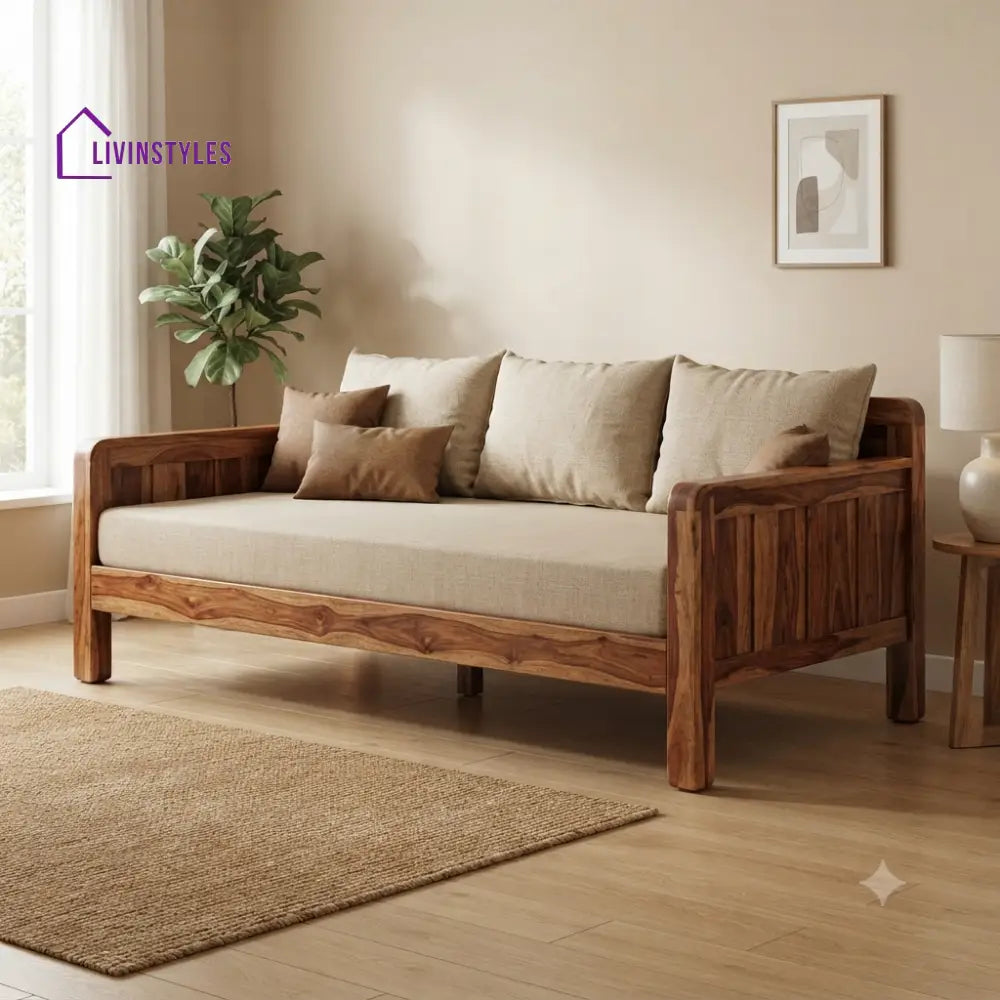 Léo Wooden Divan Bed for Living Room | Solid Sheesham Wood