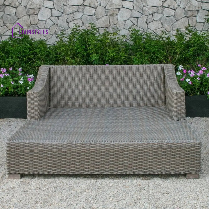 Leonardo Outdoor Poolside Sunbed With Cushion Daybed (Brown) - Sunbed