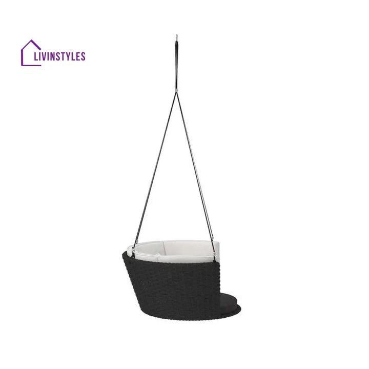 Leone Single Seater Hanging Swing Without Stand For Balcony Garden Swing (Black) - Swings