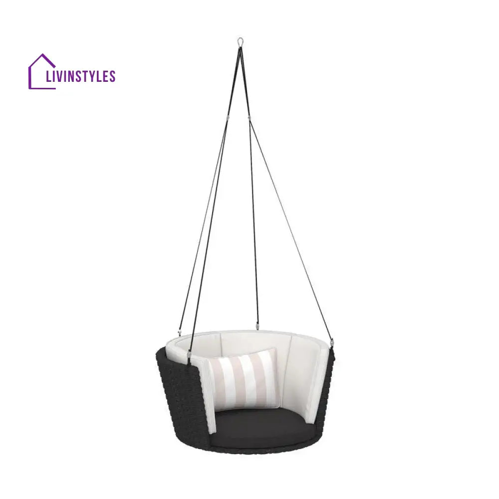 Leone Single Seater Hanging Swing Without Stand For Balcony Garden Swing (Black) - Swings