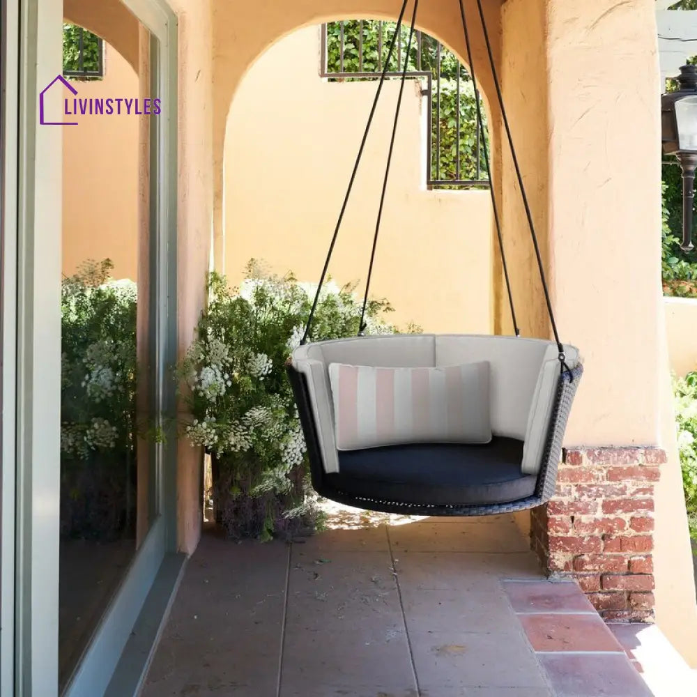 Leone Single Seater Hanging Swing Without Stand For Balcony Garden Swing (Black) - Swings