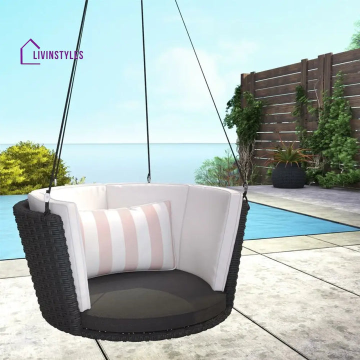 Leone Single Seater Hanging Swing Without Stand For Balcony Garden Swing (Black) - Swings