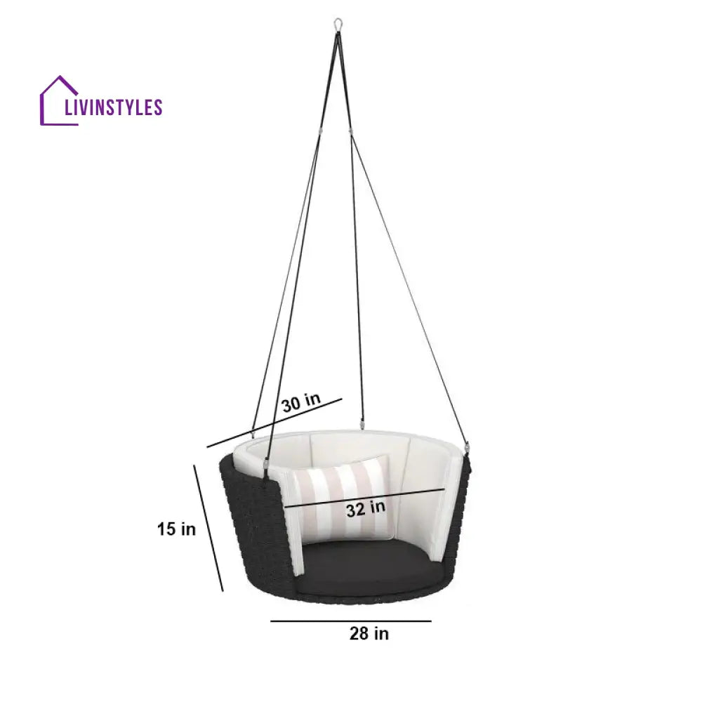 Leone Single Seater Hanging Swing Without Stand For Balcony Garden Swing (Black) - Swings