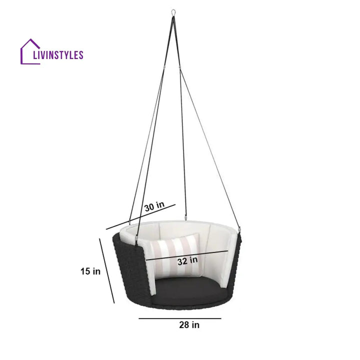 Leone Single Seater Hanging Swing Without Stand For Balcony Garden Swing (Black) - Swings