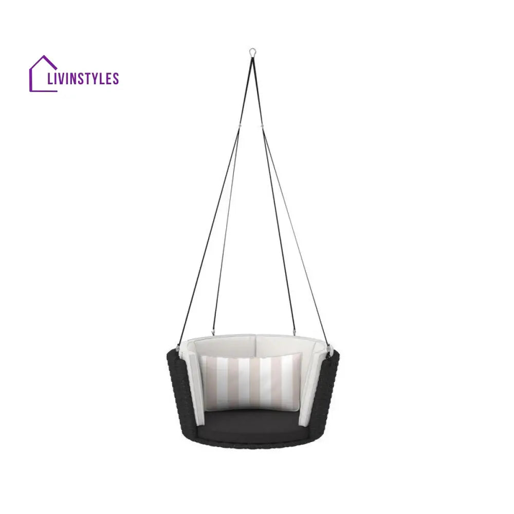 Leone Single Seater Hanging Swing Without Stand For Balcony Garden Swing (Black) - Swings