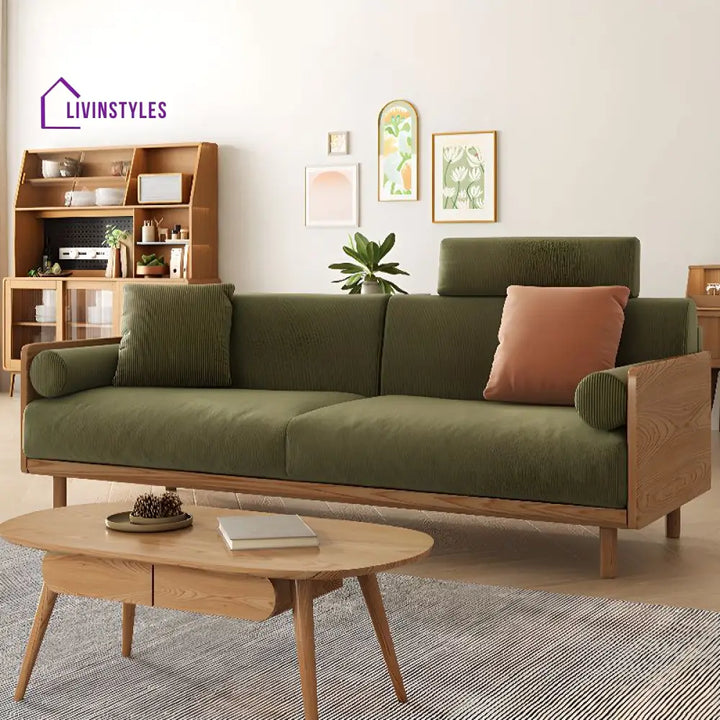 Leonid Solid Wood Frame 3 Seater Sofa for Living Room