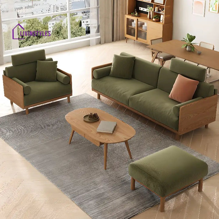 Leonid Solid Wood Frame 3 Seater Sofa for Living Room
