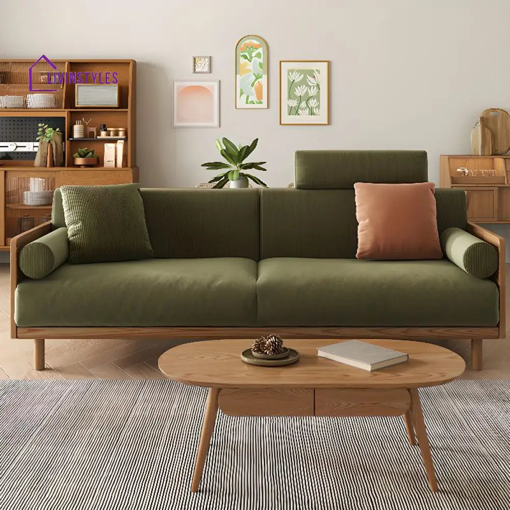 Leonid Solid Wood Frame 3 Seater Sofa for Living Room
