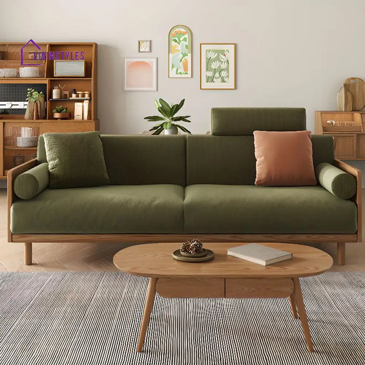 Leonid Solid Wood Frame 3 Seater Sofa for Living Room