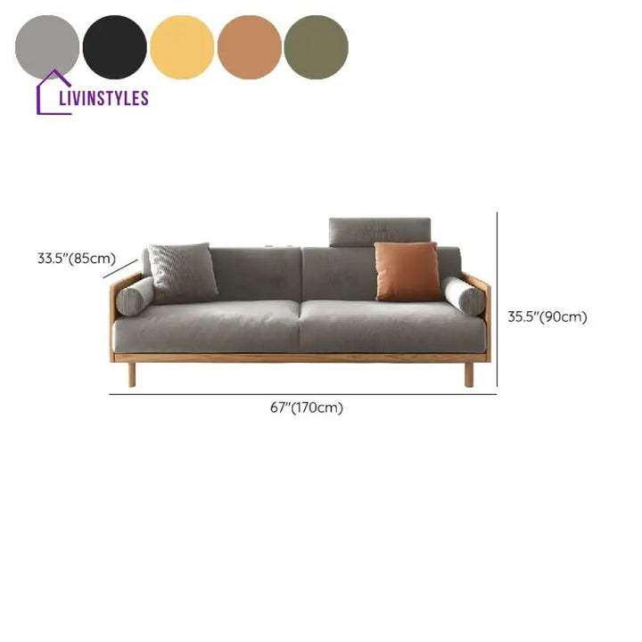 Leonid Solid Wood Frame 3 Seater Sofa for Living Room