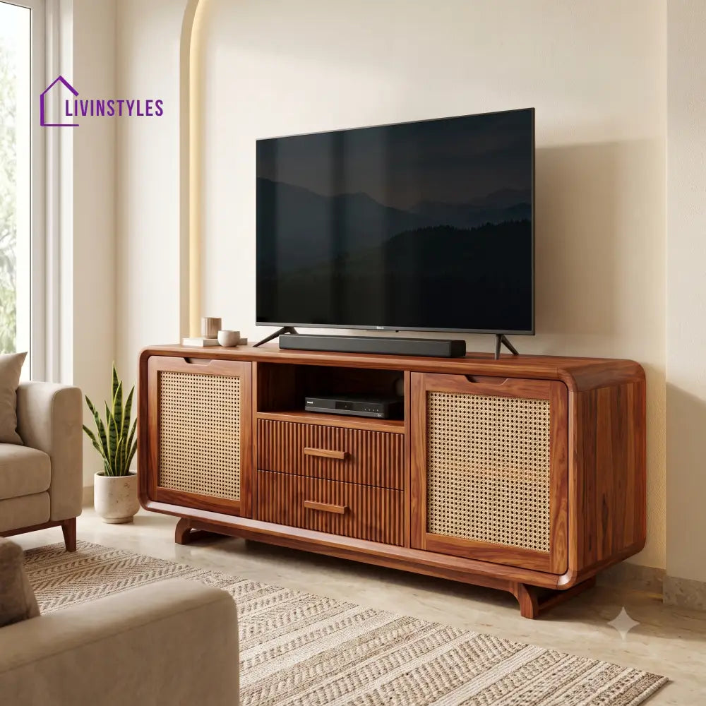 Leonie Solid Sheesham Wood Tv Unit for Living Room | Tv Cabinet | Tv Console Unit