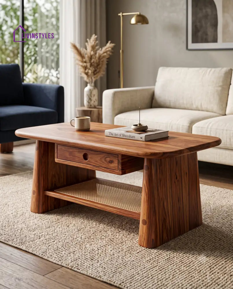 Léonie Wooden Coffee Table for Living Room | Tea Table | Teapoy | Center table
