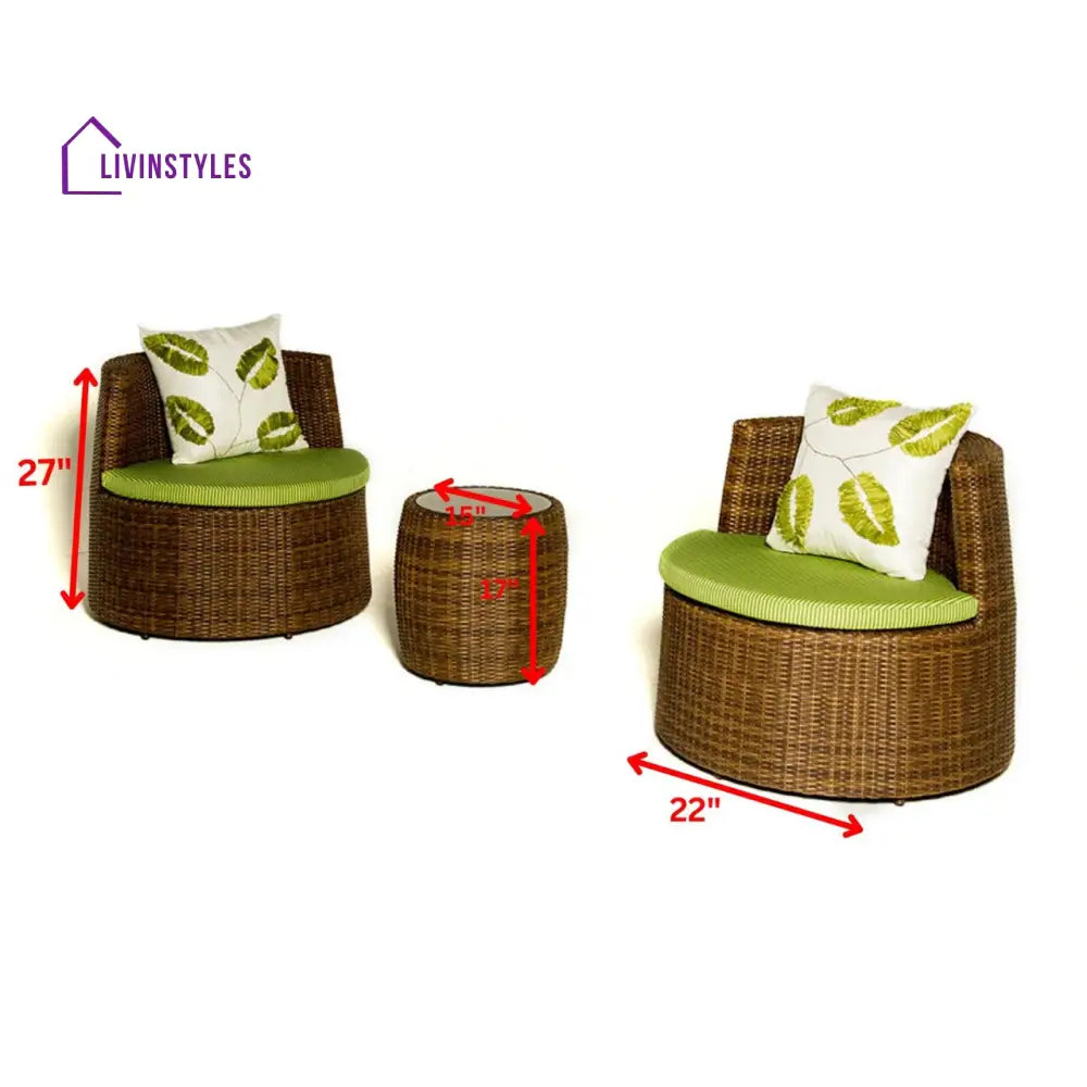 Leonora Outdoor Patio Sofa Set 2 Single Seater and 1 Table (Brown) - Sofa Sets