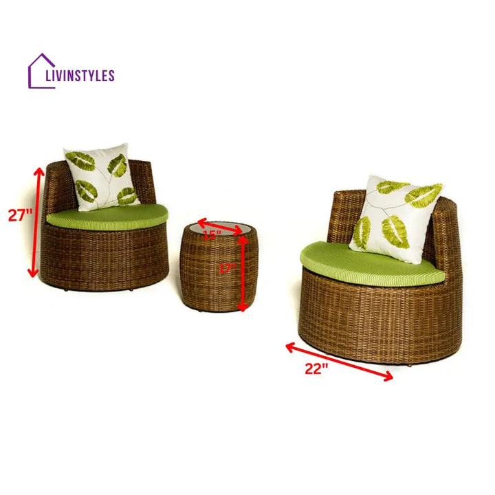 Leonora Outdoor Patio Sofa Set 2 Single Seater and 1 Table (Brown) - Sofa Sets
