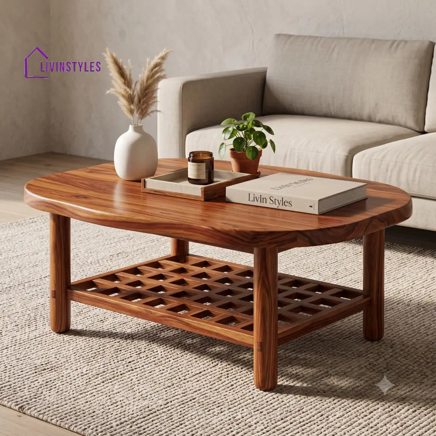 Léontine Wooden Coffee Table for Living Room | Tea Table | Teapoy | Center table