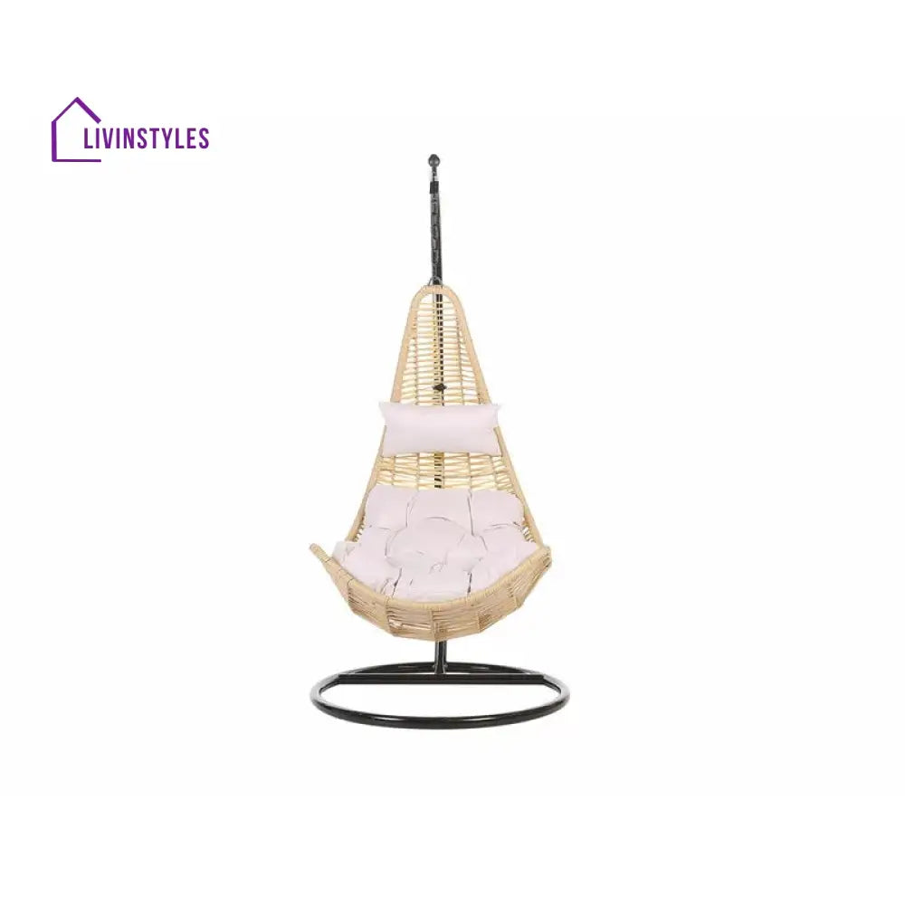 Leonzio Single Seater Hanging Swing With Stand For Balcony Garden Swing (Gold) - Swings