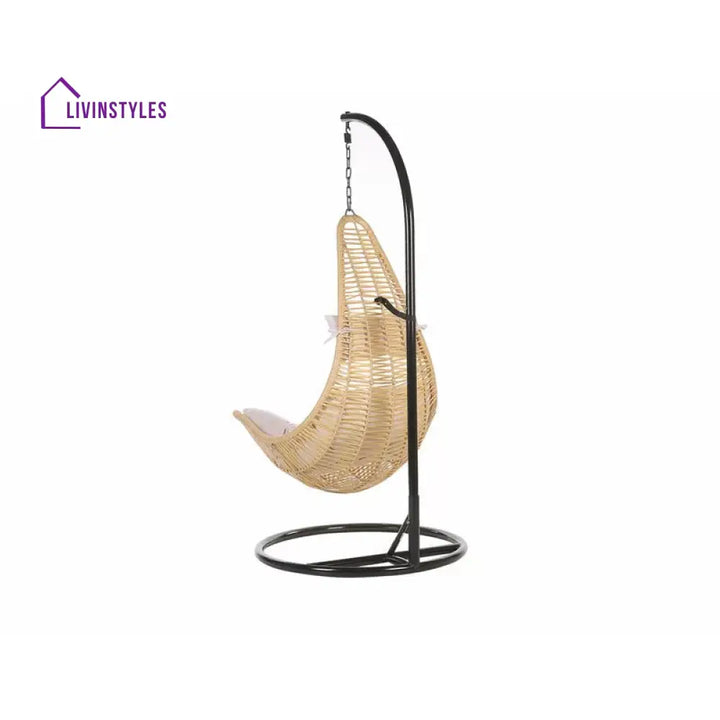 Leonzio Single Seater Hanging Swing With Stand For Balcony Garden Swing (Gold) - Swings
