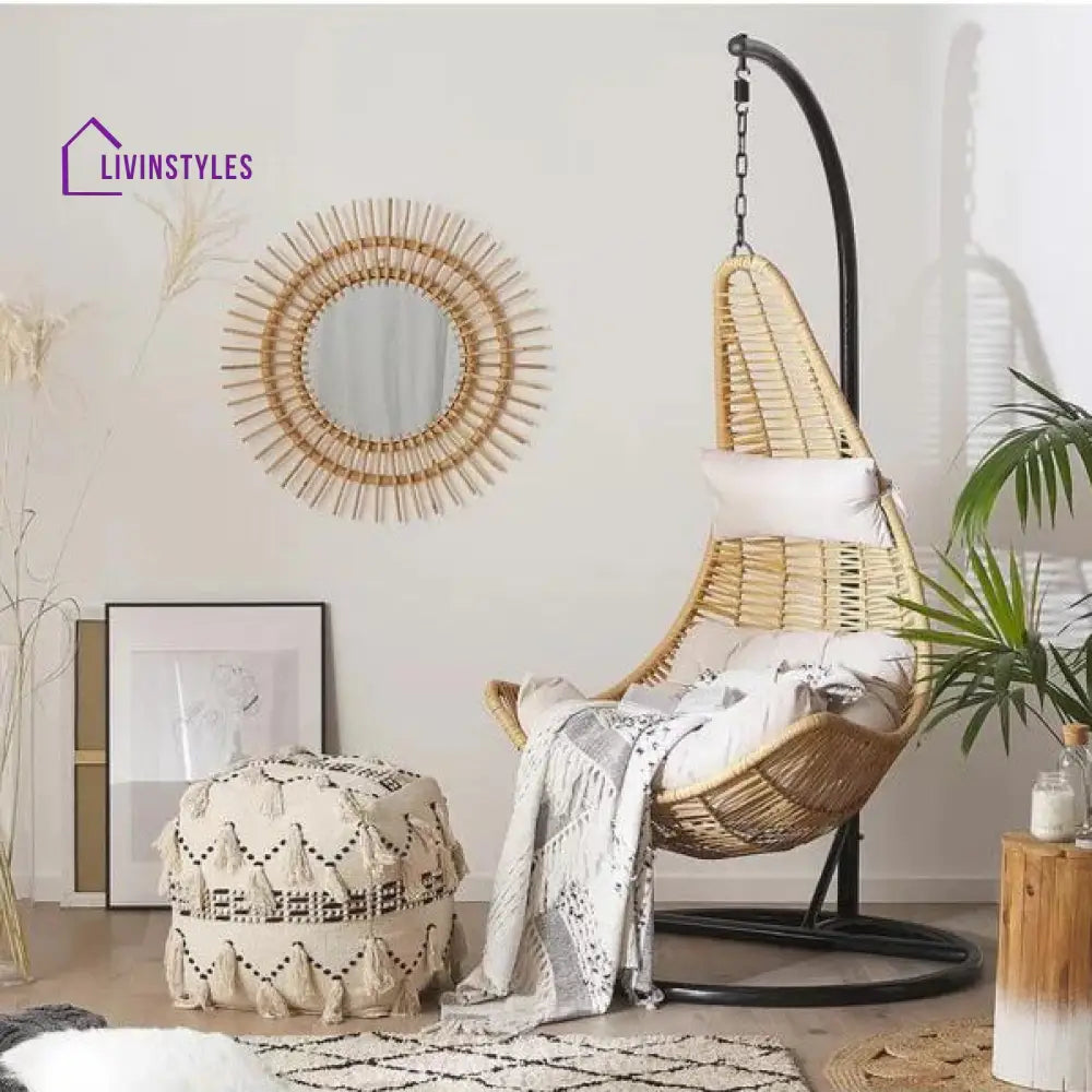 Leonzio Single Seater Hanging Swing With Stand For Balcony Garden Swing (Gold) - Swings