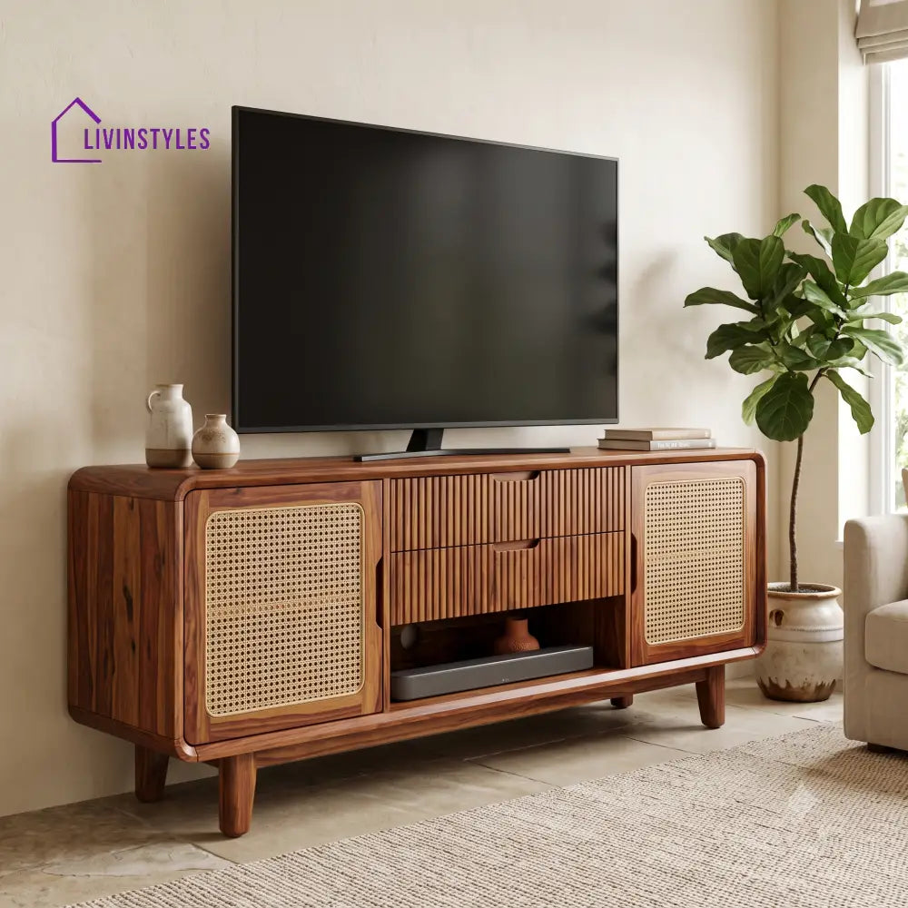 Leopold Solid Sheesham Wood Tv Unit for Living Room | Tv Cabinet | Tv Console Unit