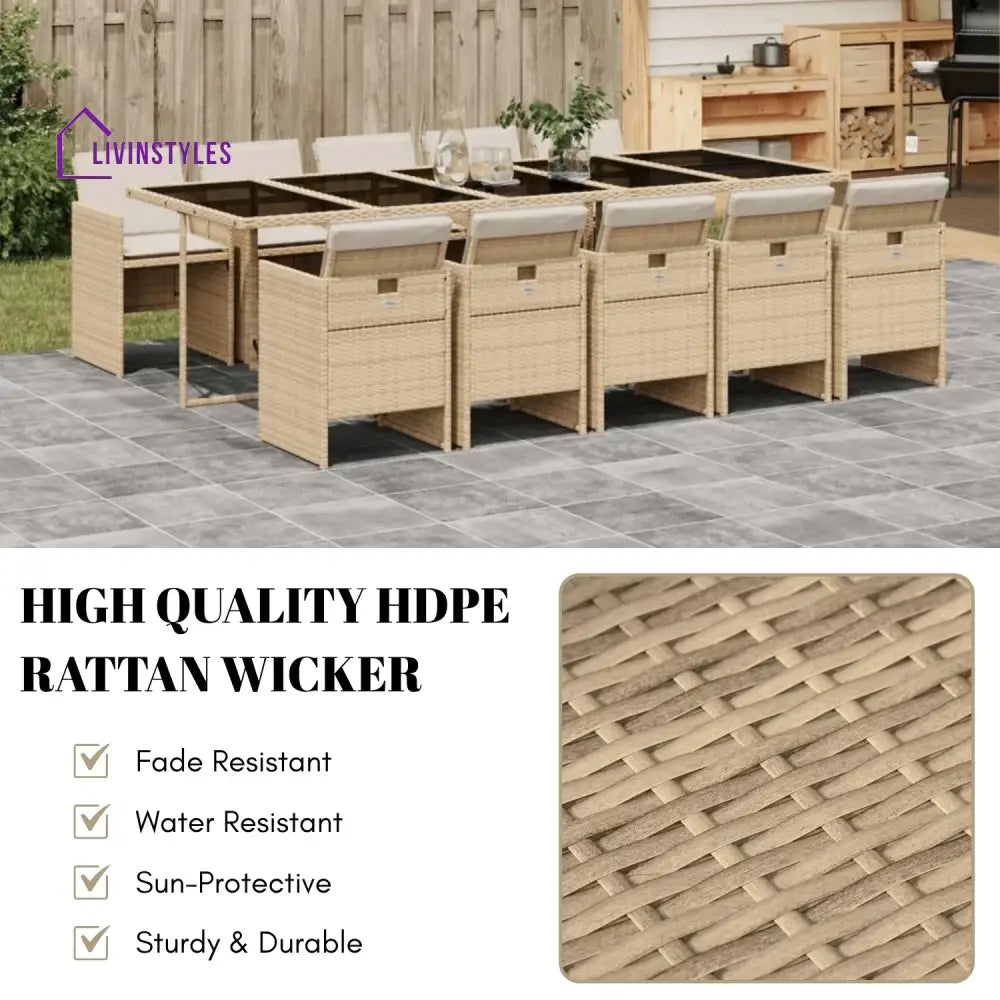 Leticia All Weather Wicker Patio Dinning Table Set