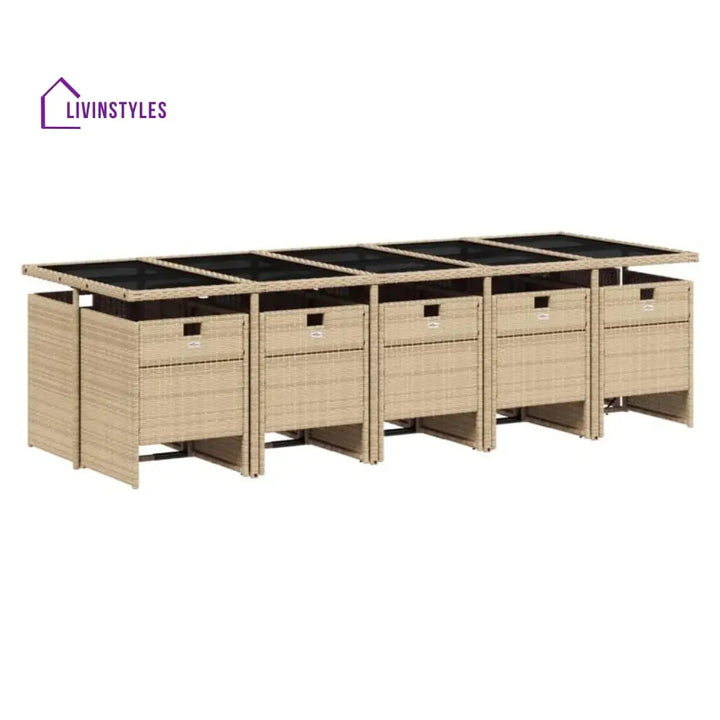 Leticia All Weather Wicker Patio Dinning Table Set