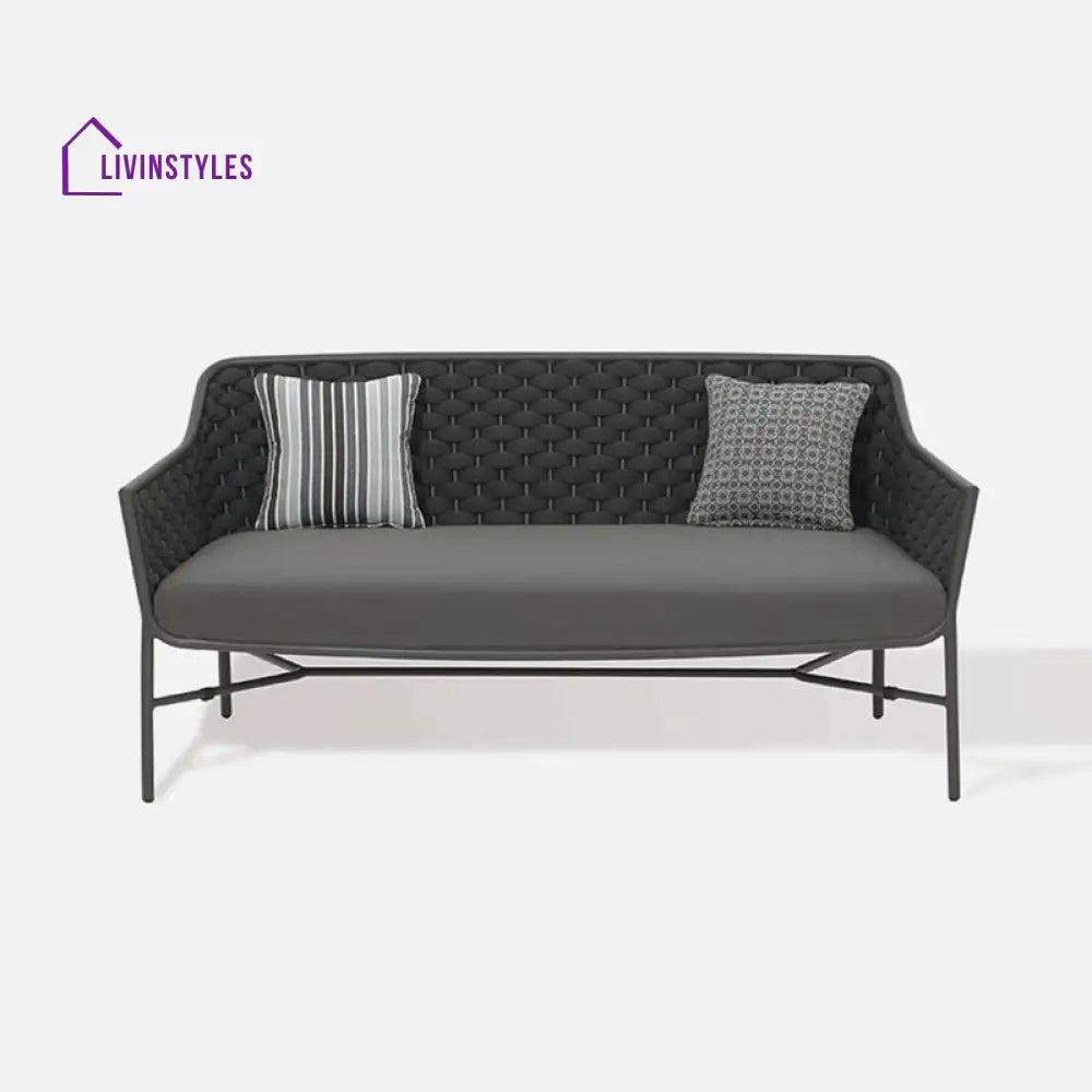 Lettiere Outdoor Garden Balcony Sofa Set 2 Seater 2 Single Seater and 3 Tables Set (Grey) - Sofa Sets