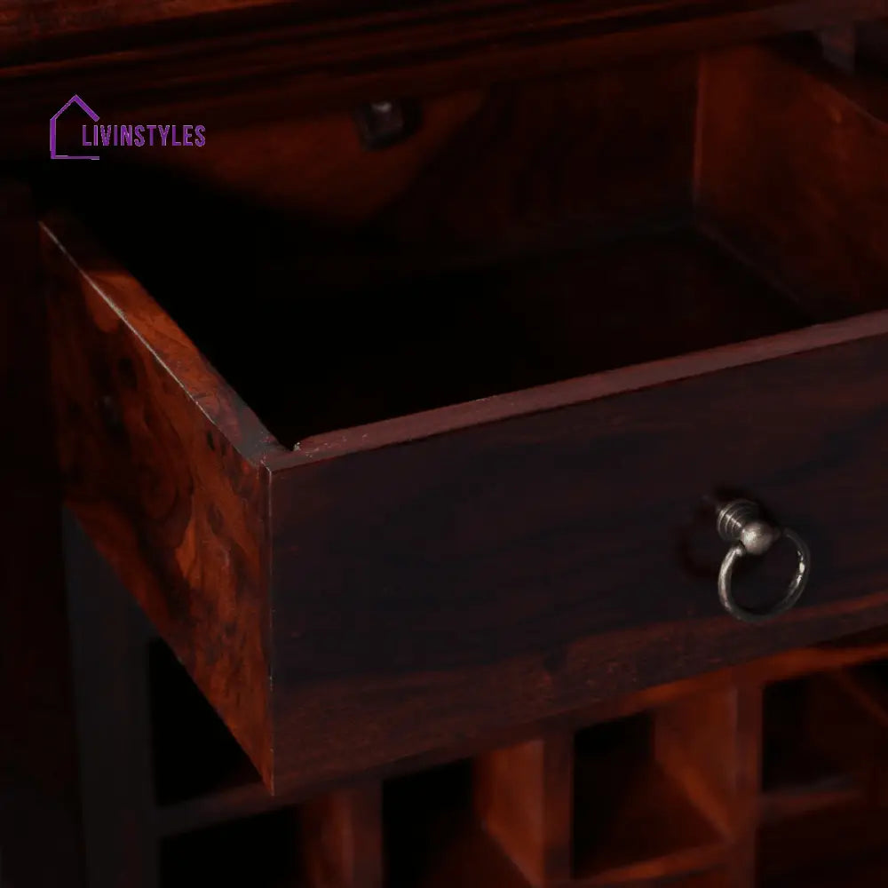 Lev Sheesham Wood Bar Cabinet In Honey Finish Bar Furniture