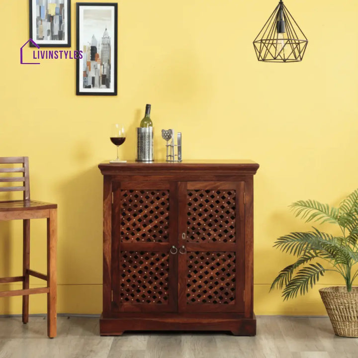 Lev Sheesham Wood Bar Cabinet In Honey Finish Sheesham Wood Bar Furniture