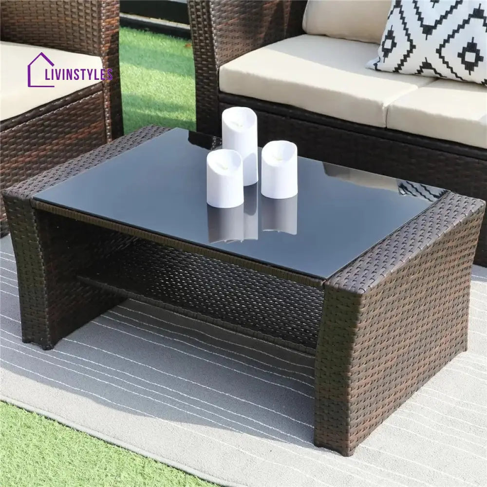 Leveque Outdoor Sofa Set 2 Seater 2 Single seater and 1 Center Table (Brown) - Sofa Sets