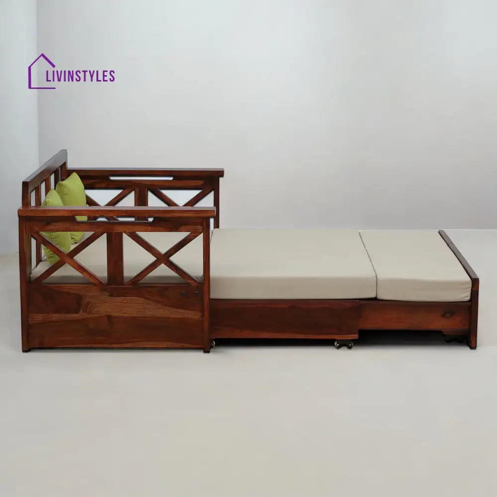 Mihira Sheesham Wood 2 Seater Sofa In Honey Oak Finish