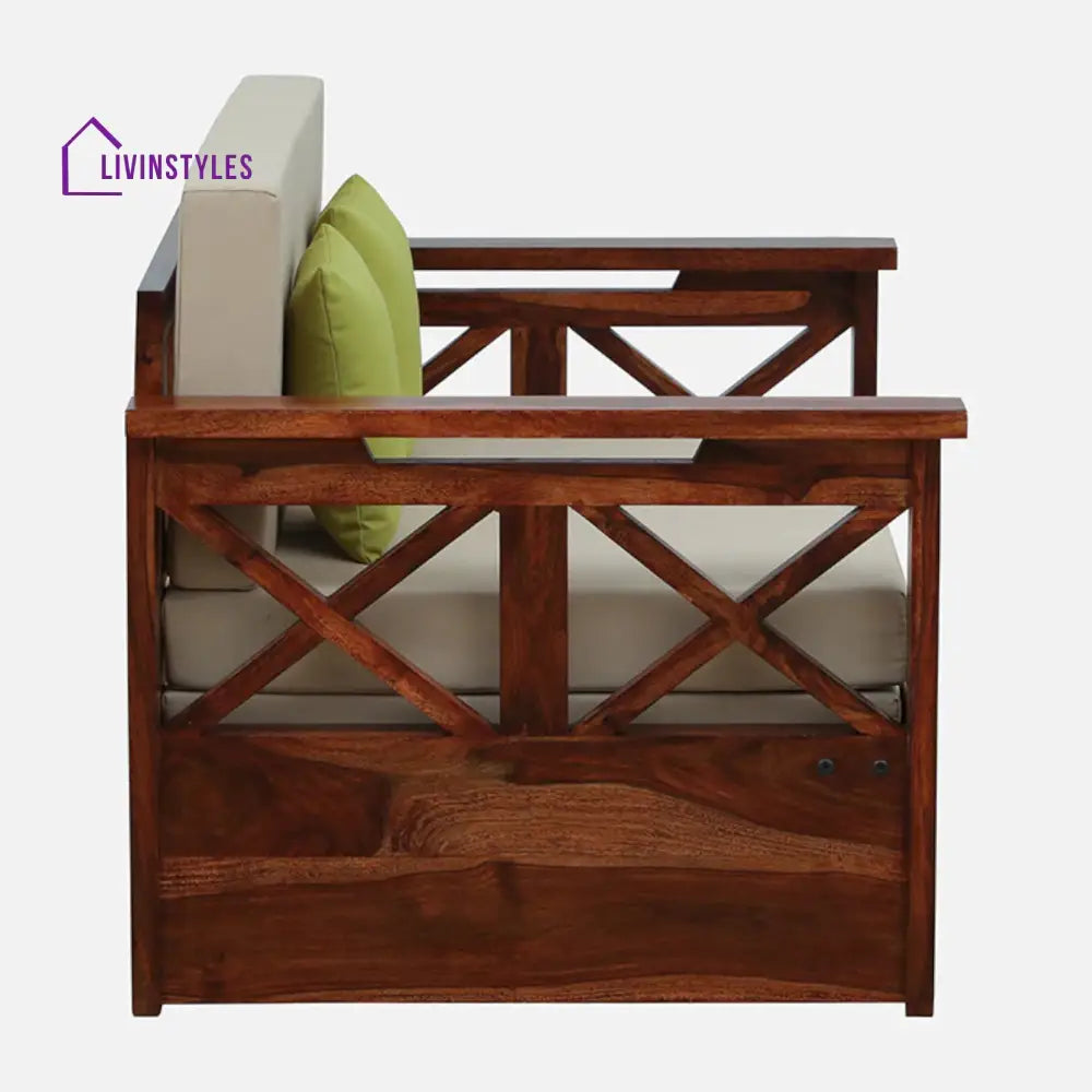 Mihira Sheesham Wood 2 Seater Sofa In Honey Oak Finish