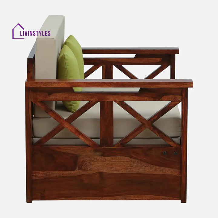 Mihira Sheesham Wood 2 Seater Sofa In Honey Oak Finish