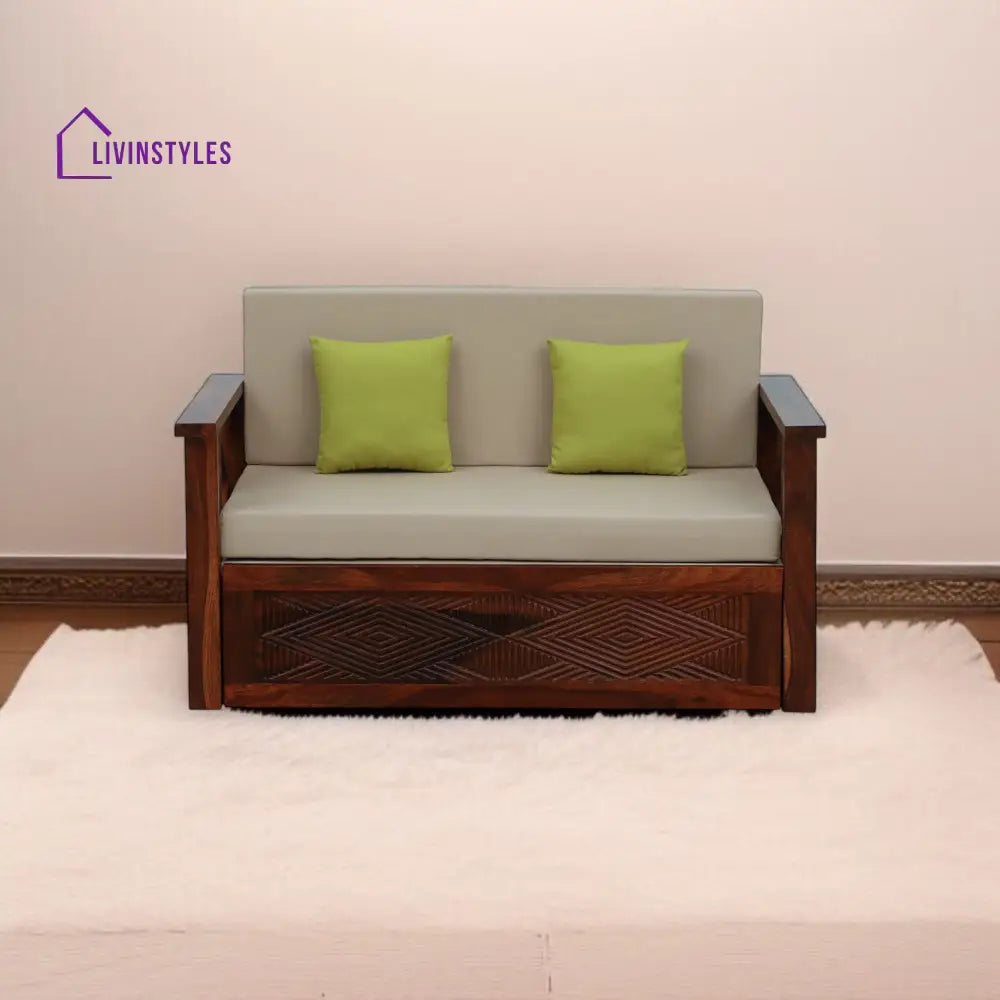 Mihira Sheesham Wood 2 Seater Sofa In Honey Oak Finish