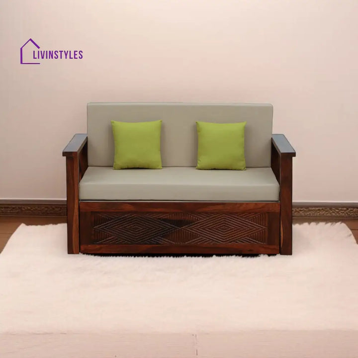 Mihira Sheesham Wood 2 Seater Sofa In Honey Oak Finish